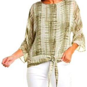 VINCE CAMUTO Linear Shibori Tie Dye Blouse/Top